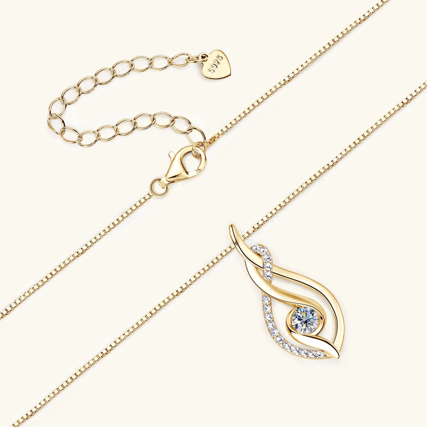 Velverum Moissanite Twist Pendant Necklace 
