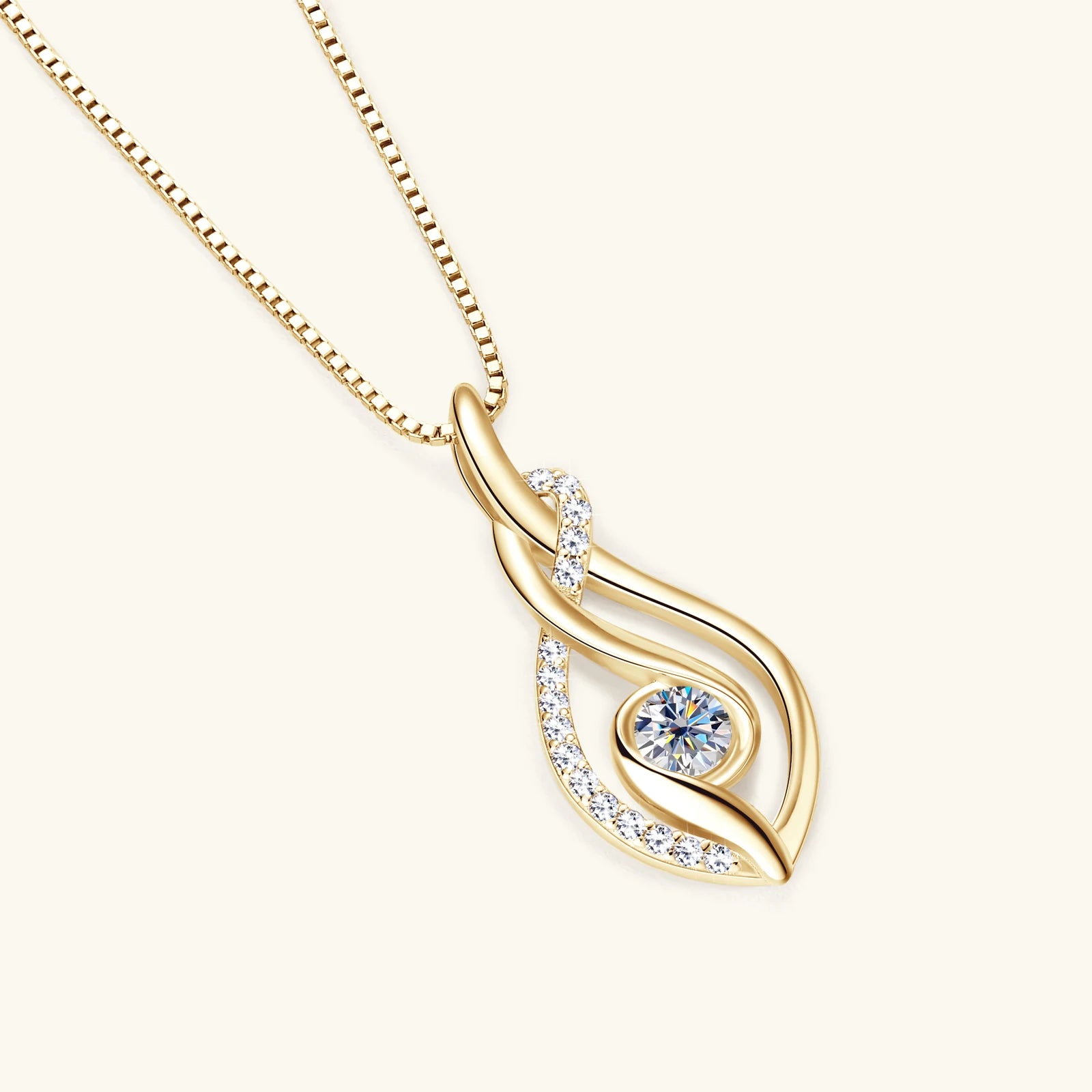 Velverum Moissanite Twist Pendant Necklace 