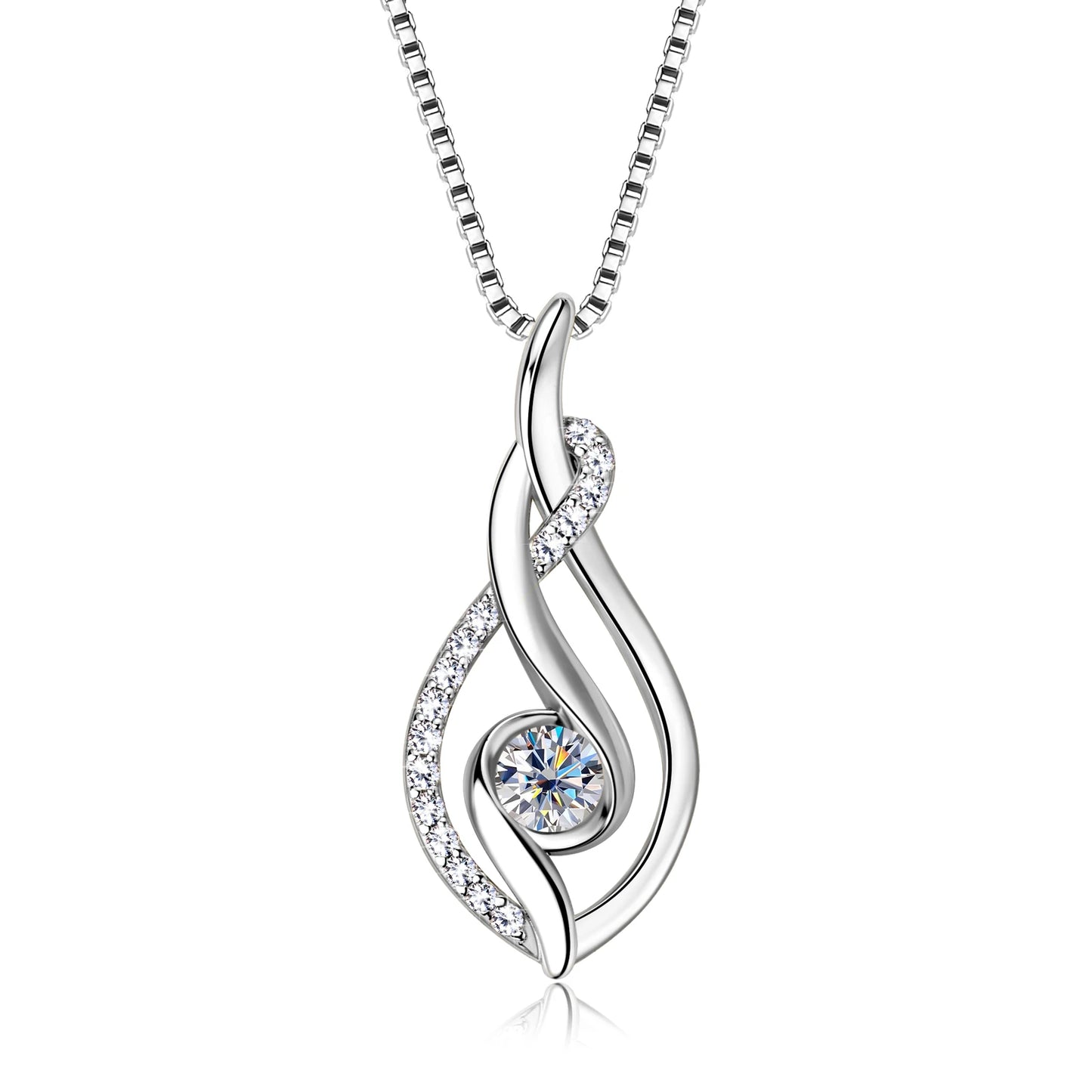 Velverum Moissanite Twist Pendant Necklace 